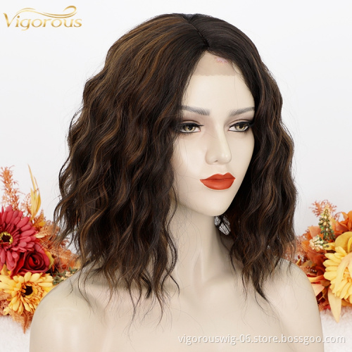 Top Quality Cheap Wholesale Body Wave Mix Middle Part U Lace Frontal Synthetic Fiber Hair For Black Women Lace Front Wig